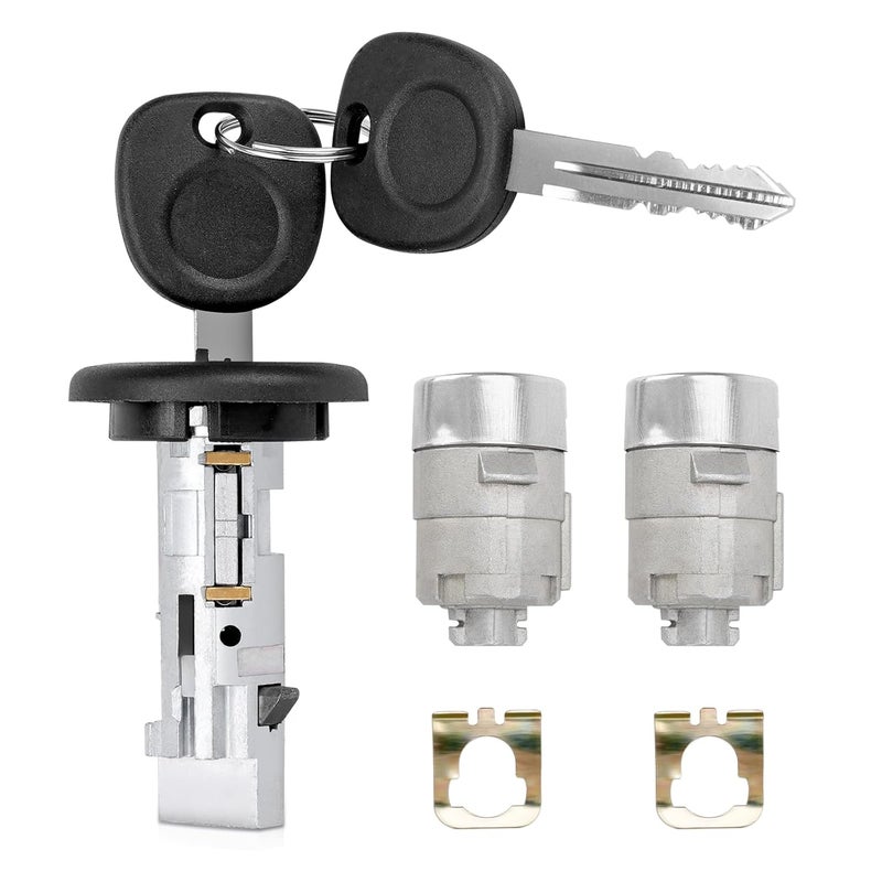 AUTOBABA Ignition Switch Lock Cylinder and Pair Front Door Lock Cylinder with Keys Compatible with Chevy Silverado Avalanche Suburban Tahoe GMC Sierra Yukon Cadillac Escalade RAM Pickup Replace 707835 706592 - Image 1